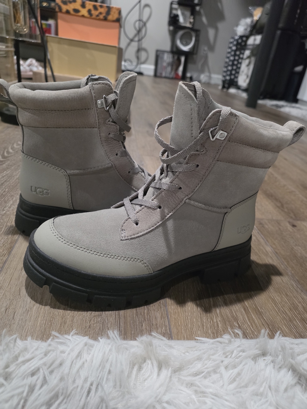 UGG Women’s Taupe Lace-Up Combat Boots